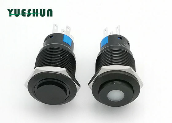 ποιότητας  19mm Aluminum Push Button Switch High Round Head Blue White LED Lighted Εργοστάσιο