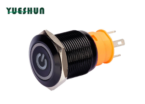 Μαύρος διακόπτης 19mm 10amp βανδάλων αλουμίνας αντι με το κόκκινο οδηγημένο φως