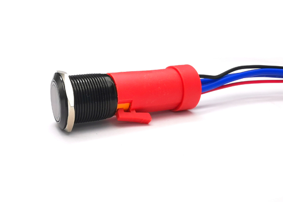 Μαύρος διακόπτης 19mm 10amp βανδάλων αλουμίνας αντι με το κόκκινο οδηγημένο φως